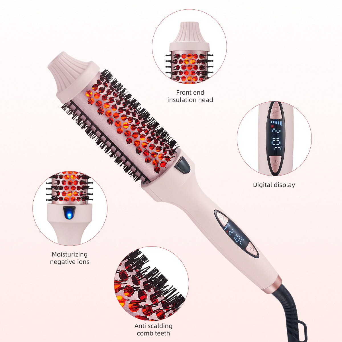 3-in-1 Pro Negative Ion Two PTC Heaters Thermal Brush