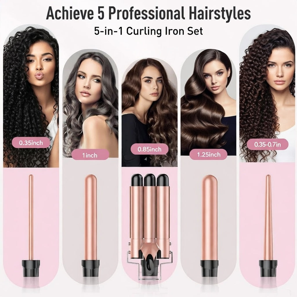 5-in-1 Curling Iron Wand Set