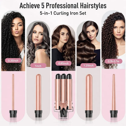 5-in-1 Curling Iron Wand Set
